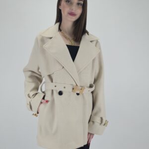 Płaszcz z paskiem H w kolorze beżu