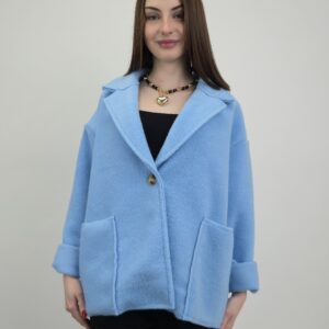 Marynarka wiosenna krótka filcowa, kolor baby-blue, rozmiar uniwersalny