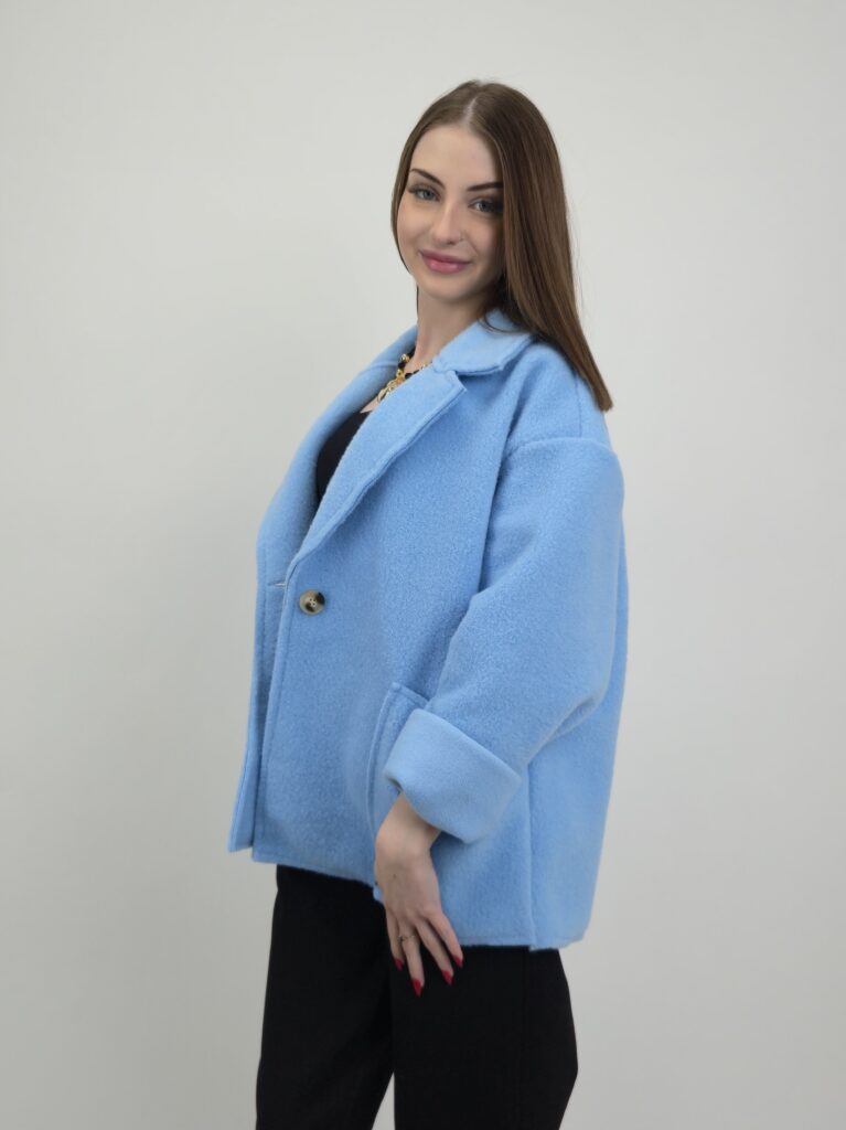 Marynarka wiosenna krótka filcowa baby-blue - obrazek 4
