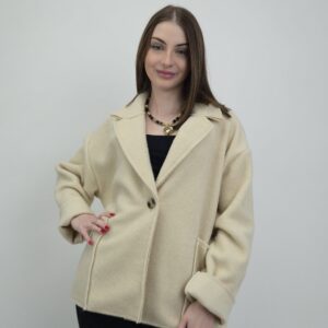 Marynarka wiosenna krótka filcowa, kolor kokos, rozmiar uniwersalny