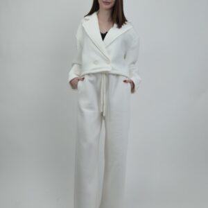 Komplet bawełniany styl garniturowy, kolor śmietankowy, rozmiar uniwersalny