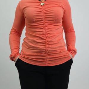 Bluzka z marszczeniem łososiowa, rozmiar uniwersalny