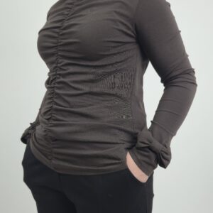 Bluzka z marszczeniem gorzka czekolada, rozmiar uniwersalny