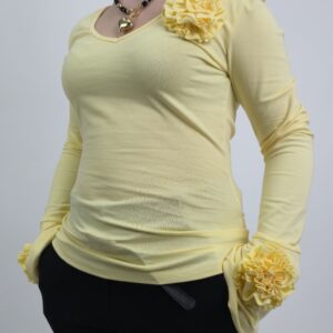 Bluzka damska bawełniana z różą żółta, rozmiar uniwersalny