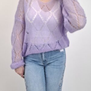 Sweterek lawendowy z kid moheru, rozmiar uniwersalny