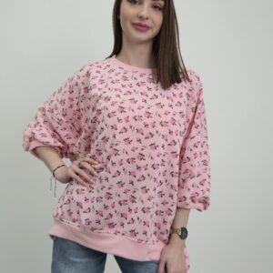 Bluzka bawełniana z bawełny pętelkowej, print różyczki, rozmiar uniwersalny