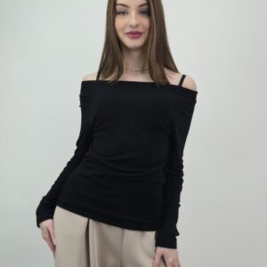Bluzka typu łódka czarna, rozmiar uniwersalny