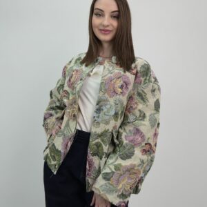 Kurtka Żakardowa Floral – Kwiatowy Wzór