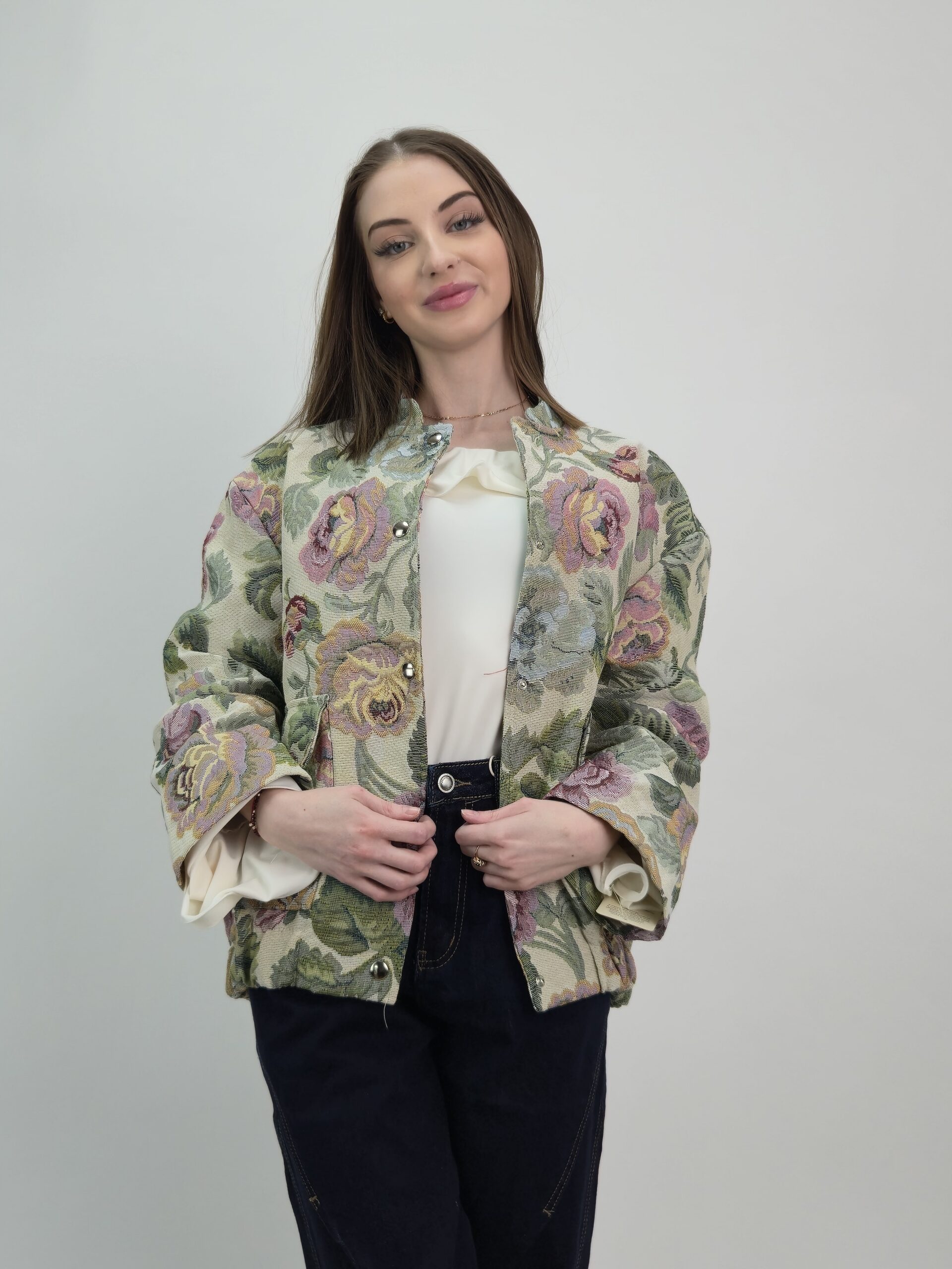 Kurtka Żakardowa Floral – Kwiatowy Wzór - obrazek 2