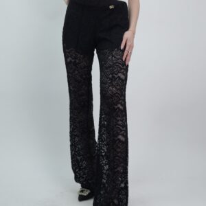 Spodnie koronkowe dzwony czarne, rozmiar S/M