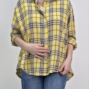 Koszula bawełniana w kratę z biżuteryjnym akcentem, rozmiar uniwersalny
