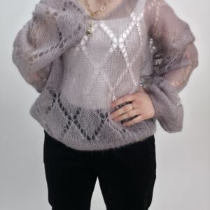 Sweterek z kid moheru, jasno śliwkowy, rozmiar uniwersalny