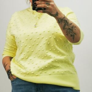 Bluzka perlista z fakturą w kropki 3D, słoneczny żółty, rozmiar uniwersalny