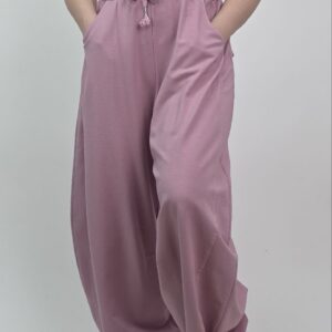 Spodnie w kolorze brudnego różu typu balloon, rozmiar uniwersalny
