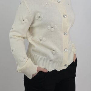 Sweter z guzikami, śmietankowy, rozmiar uniwersalny