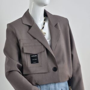 Żakiet damski krótki szampański, rozmiar uniwersalny