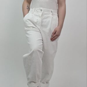 Spodnie sztruksowe białe, rozmiar uniwersalny
