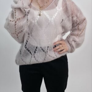 Sweterek z kid moheru w kolorze szampańskim, rozmiar uniwersalny