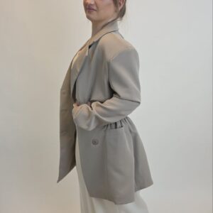 Żakiet długi damski ze ściągaczem w pasie, rozmiar uniwersalny