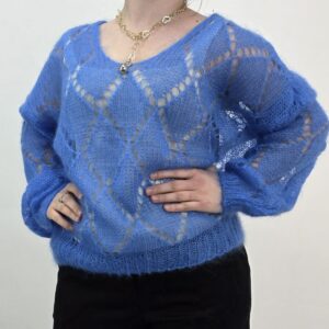 Sweterek z kid moheru szafirowy, rozmiar uniwersalny