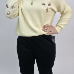 Sweterek wiosenny bananowy z aplikacją, rozmiar uniwersalny