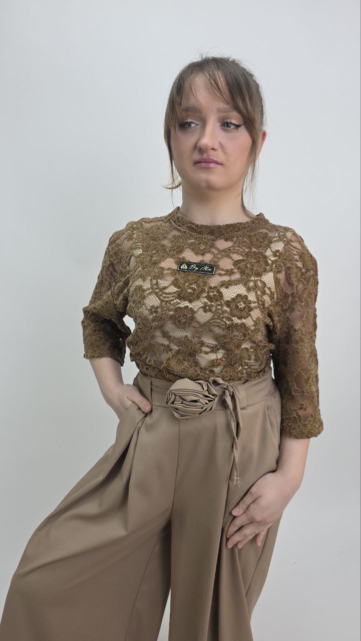 Spodnie eleganckie typu marcelki cappuccino, rozmiar uniwersalny