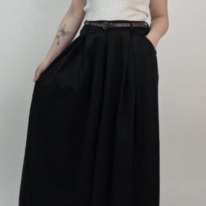 Spodnie damskie z paskiem czarne, rozmiar uniwersalny