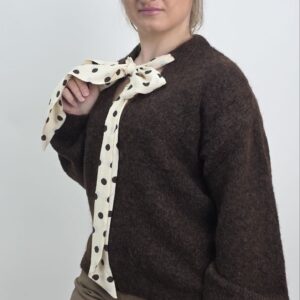 Sweter czekoladowy z szarfą, rozmiar uniwersalny