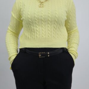 Sweter krótki dzianinowy słoneczny żółty, rozmiar uniwersalny