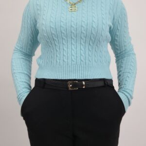 Sweter krótki dzianinowy miętowy, rozmiar uniwersalny