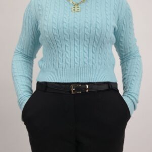 Sweter krótki dzianinowy miętowyy