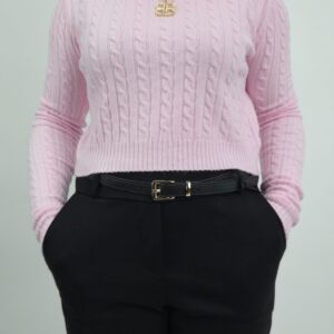 Sweter krótki dzianinowy pastelowy róż, rozmiar uniwersalny