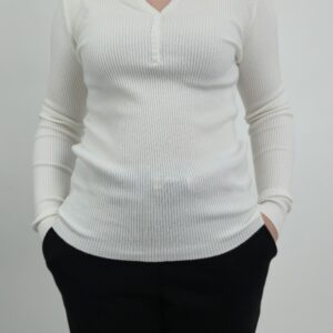 Bluzka wiskozowa w prążek śmietankowa, rozmiar uniwersalny