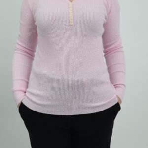 Bluzka wiskozowa w prążek pastelowy róż, rozmiar uniwersalny