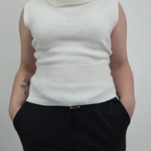 Golf bez rękawów dzianinowy śmietankowy, rozmiar uniwersalny