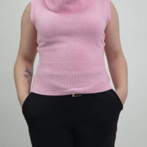 Golf bez rękawów dzianinowy pastelowy róż, rozmiar uniwersalny