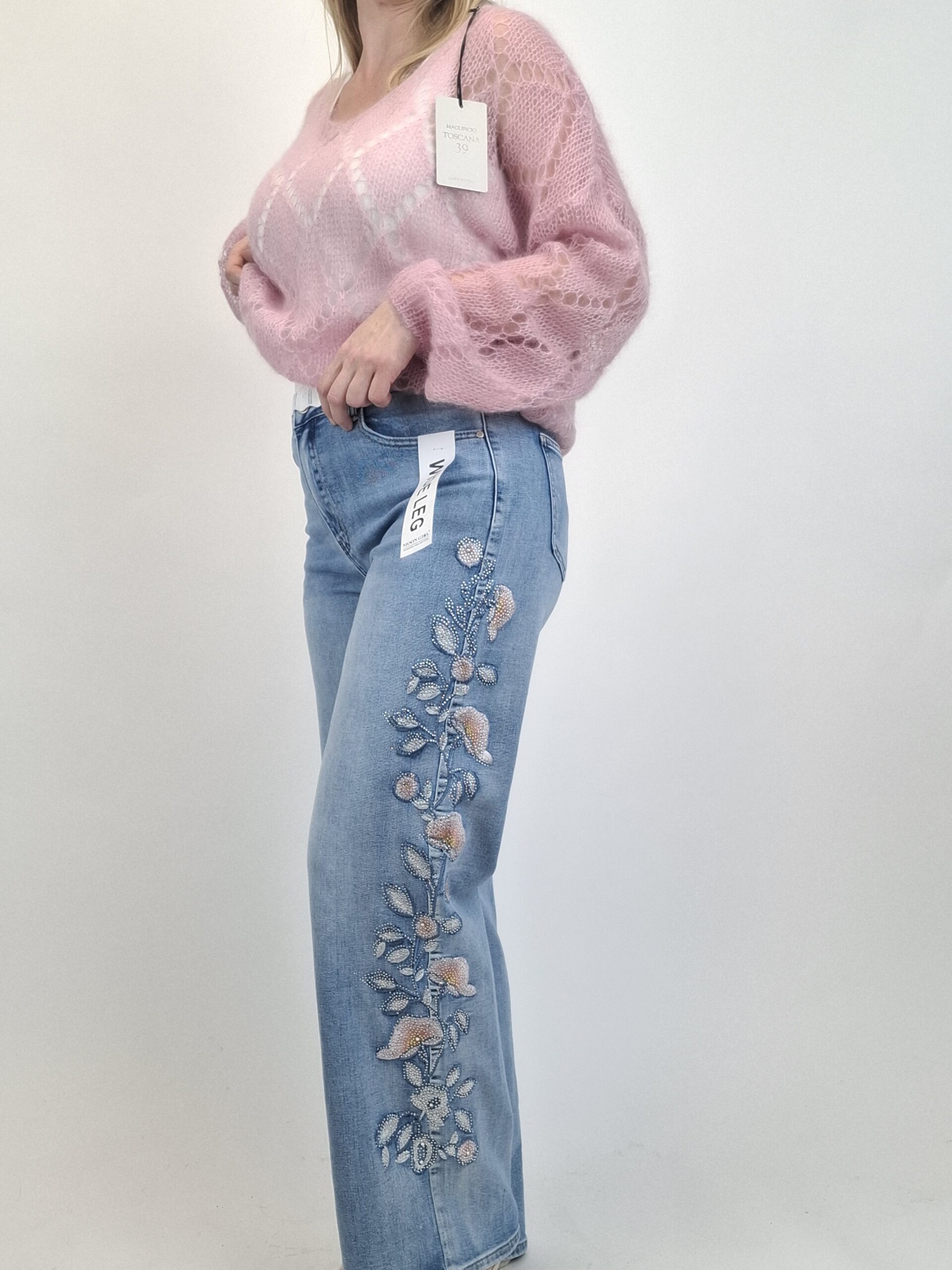 MUST HAVE!! Spodnie jeans z haftem kwiatowym - obrazek 5