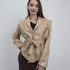 Kurtka kopertowa eko skóra beżowa damska