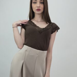 Bluzka bawełniana bez rękawów gorzka czekolada, rozmiar uniwersalny