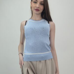 Bluzka bez rękawów dzianinowa baby-blue, rozmiar uniwersalny