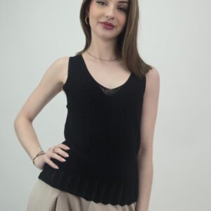 Bluzka bez rękawów dzianinowa czarna, rozmiar uniwersalny