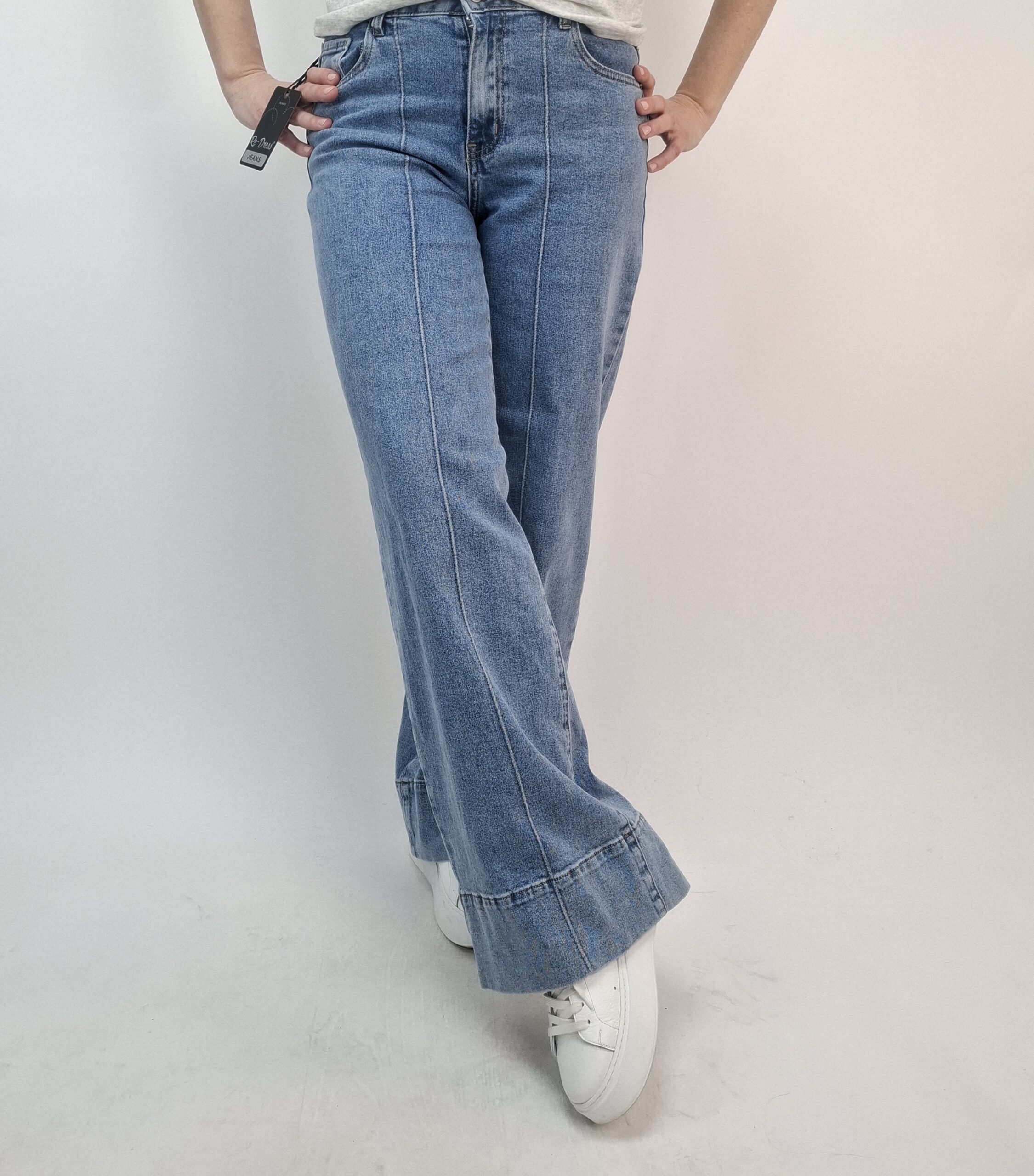 Spodnie Jeansy Wide Leg Classic Line z kantką