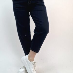 Spodnie Jeansy modelujące z profilowaną nogawką - barrel cut, kolor granatowy