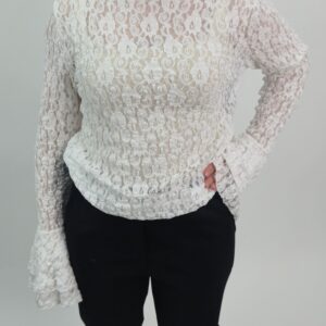 Bluzka koronkowa dzwonek biała, rozmiar uniwersalny