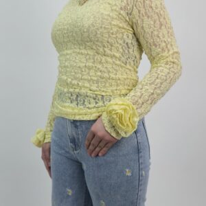 Bluzka koronkowa słoneczny żółty, rozmiar uniwersalny