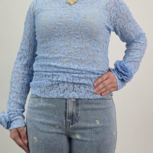 Bluzka koronkowa niebieska, rozmiar uniwersalny