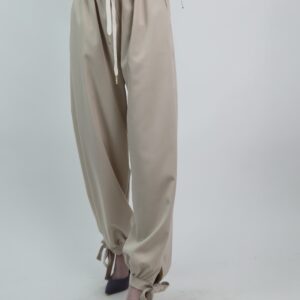 Spodnie z Wiązaniem przy Nogawce – beżowe, rozmiar uniwersalny