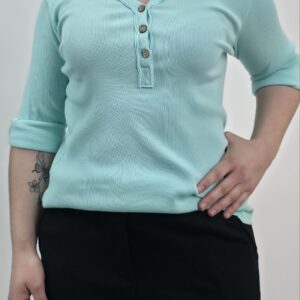 Bluzka bawełniana prążek miętowa, rozmiar uniwersalny