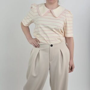 Spodnie pumpki masełkowe z guzikiem, kolor beżowy