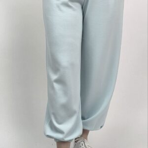 Spodnie Masełkowe Pumpki z Biżuteryjnym Guzikiem- miętowe